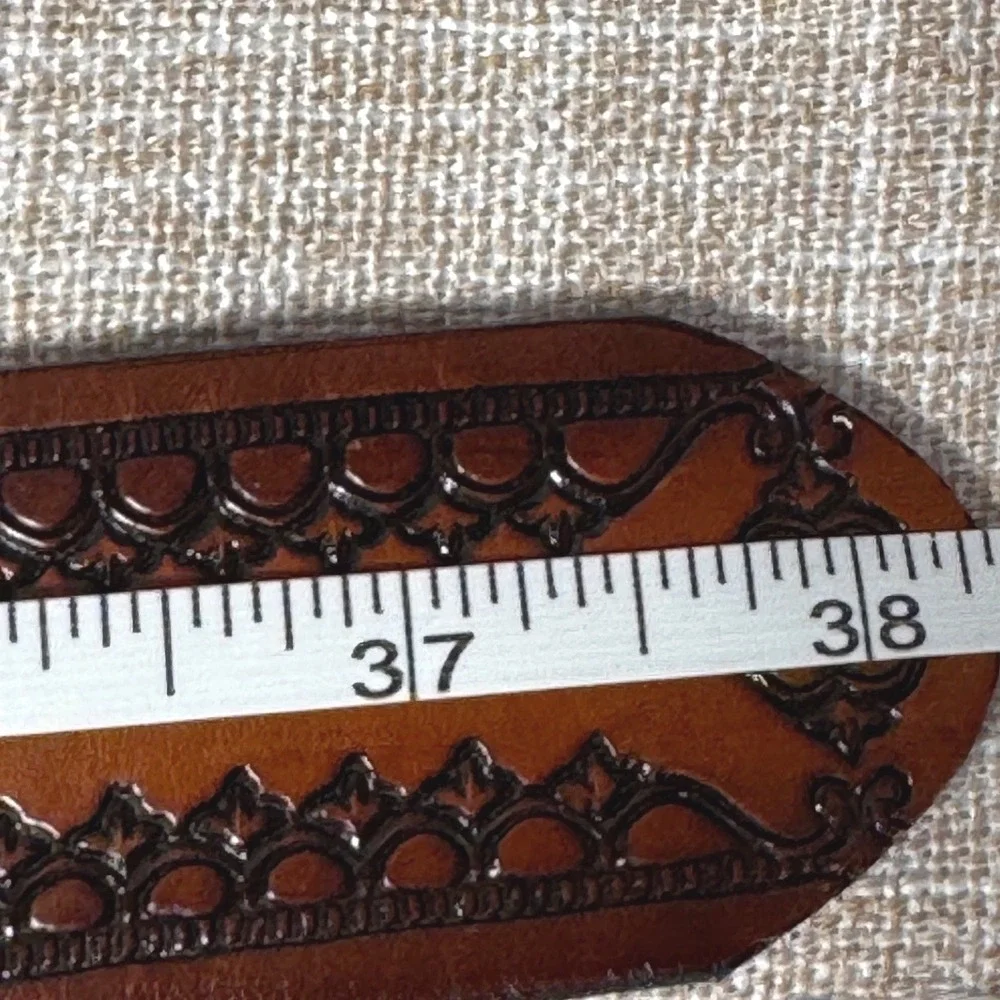 Wrangler Mens Western Tooled Brown Leather Belt Made in USA 4126 Size 34